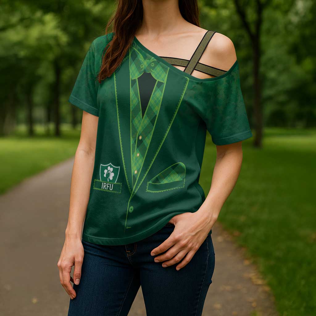 Custom Ireland Rugby Traditional Suit Costume Cross Shoulder Shirt Shamrock Sporty Style - Wonder Print Shop
