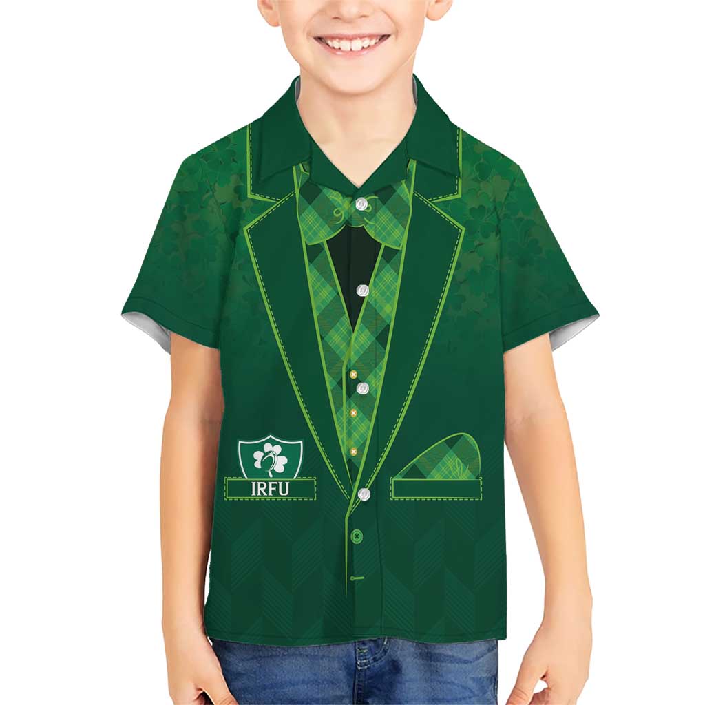 Custom Ireland Rugby Traditional Suit Costume Kid Hawaiian Shirt Shamrock Sporty Style - Wonder Print Shop