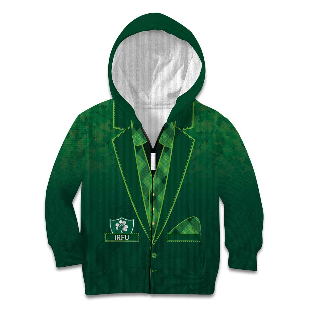 Custom Ireland Rugby Traditional Suit Costume Kid Hoodie Shamrock Sporty Style - Wonder Print Shop