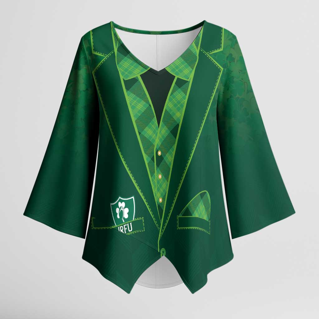 Custom Ireland Rugby Traditional Suit Costume Kimono Sleeve Blouse Shamrock Sporty Style - Wonder Print Shop