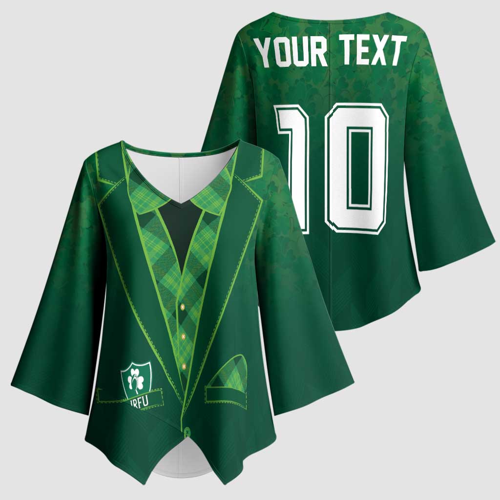 Custom Ireland Rugby Traditional Suit Costume Kimono Sleeve Blouse Shamrock Sporty Style - Wonder Print Shop