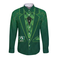 Custom Ireland Rugby Traditional Suit Costume Long Sleeve Button Shirt Shamrock Sporty Style - Wonder Print Shop