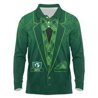 Custom Ireland Rugby Traditional Suit Costume Long Sleeve Polo Shirt Shamrock Sporty Style - Wonder Print Shop