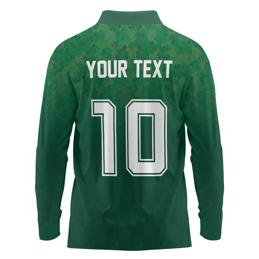 Custom Ireland Rugby Traditional Suit Costume Long Sleeve Polo Shirt Shamrock Sporty Style - Wonder Print Shop