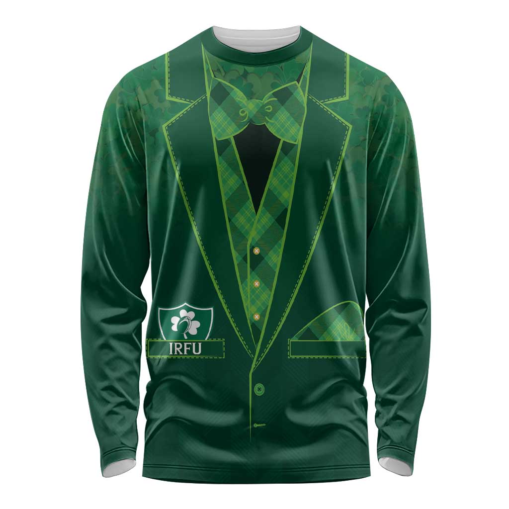 Custom Ireland Rugby Traditional Suit Costume Long Sleeve Shirt Shamrock Sporty Style - Wonder Print Shop