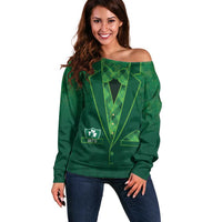 Custom Ireland Rugby Traditional Suit Costume Off Shoulder Sweater Shamrock Sporty Style - Wonder Print Shop