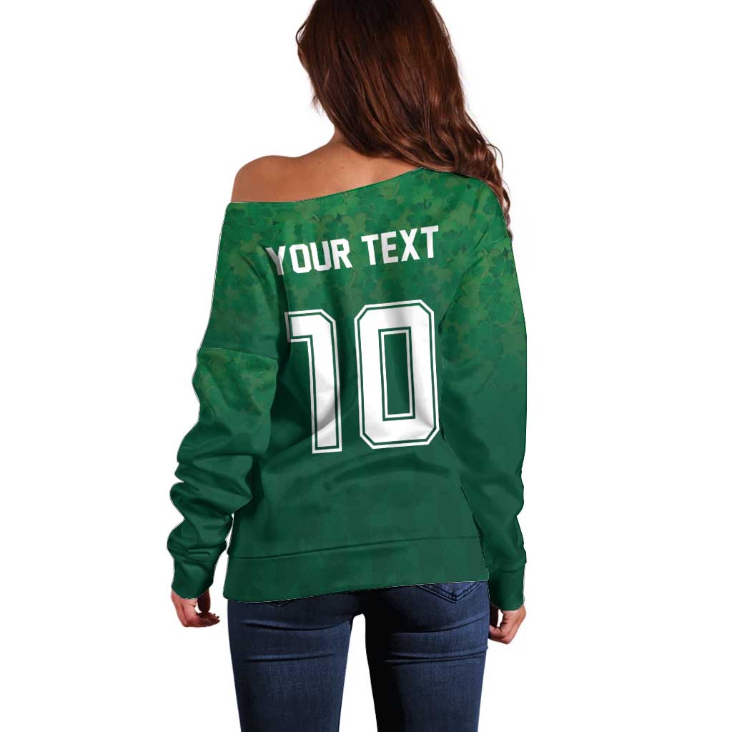 Custom Ireland Rugby Traditional Suit Costume Off Shoulder Sweater Shamrock Sporty Style - Wonder Print Shop