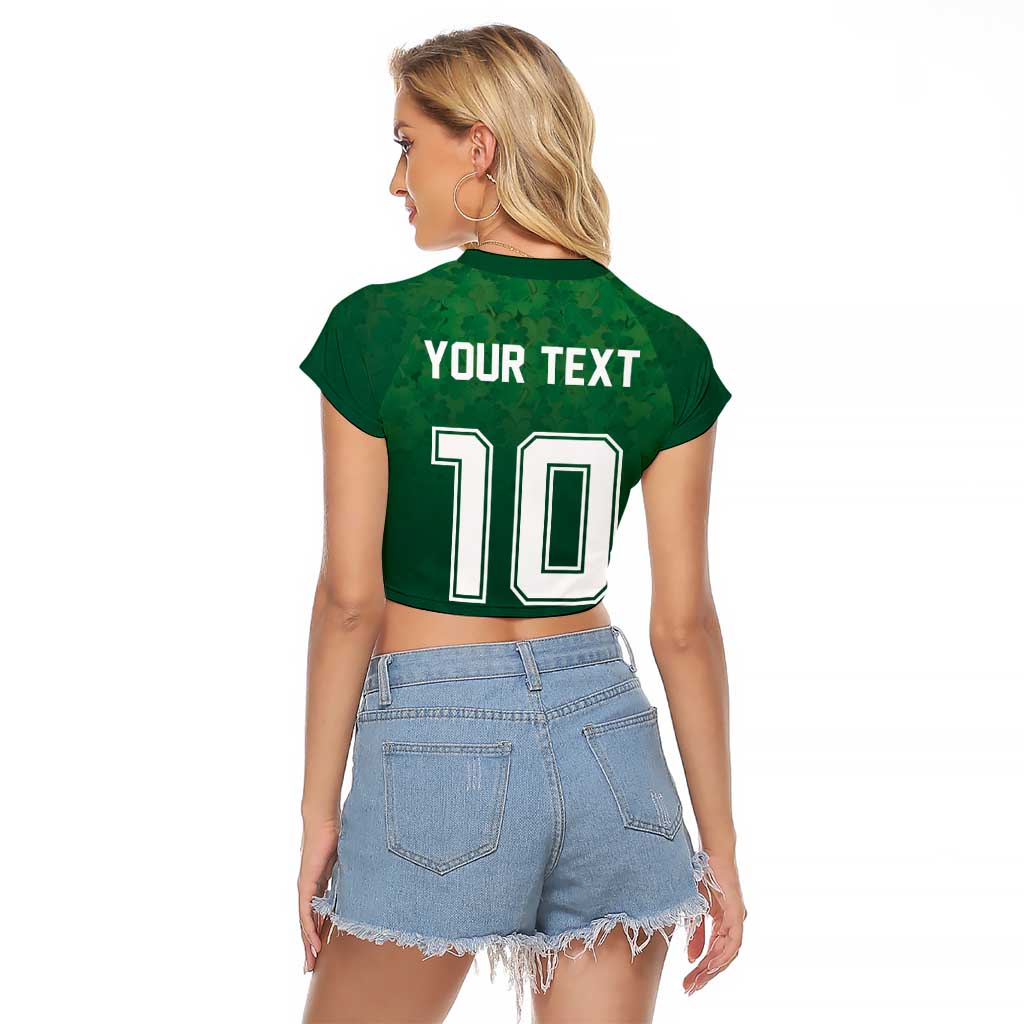 Custom Ireland Rugby Traditional Suit Costume Raglan Cropped T Shirt Shamrock Sporty Style - Wonder Print Shop