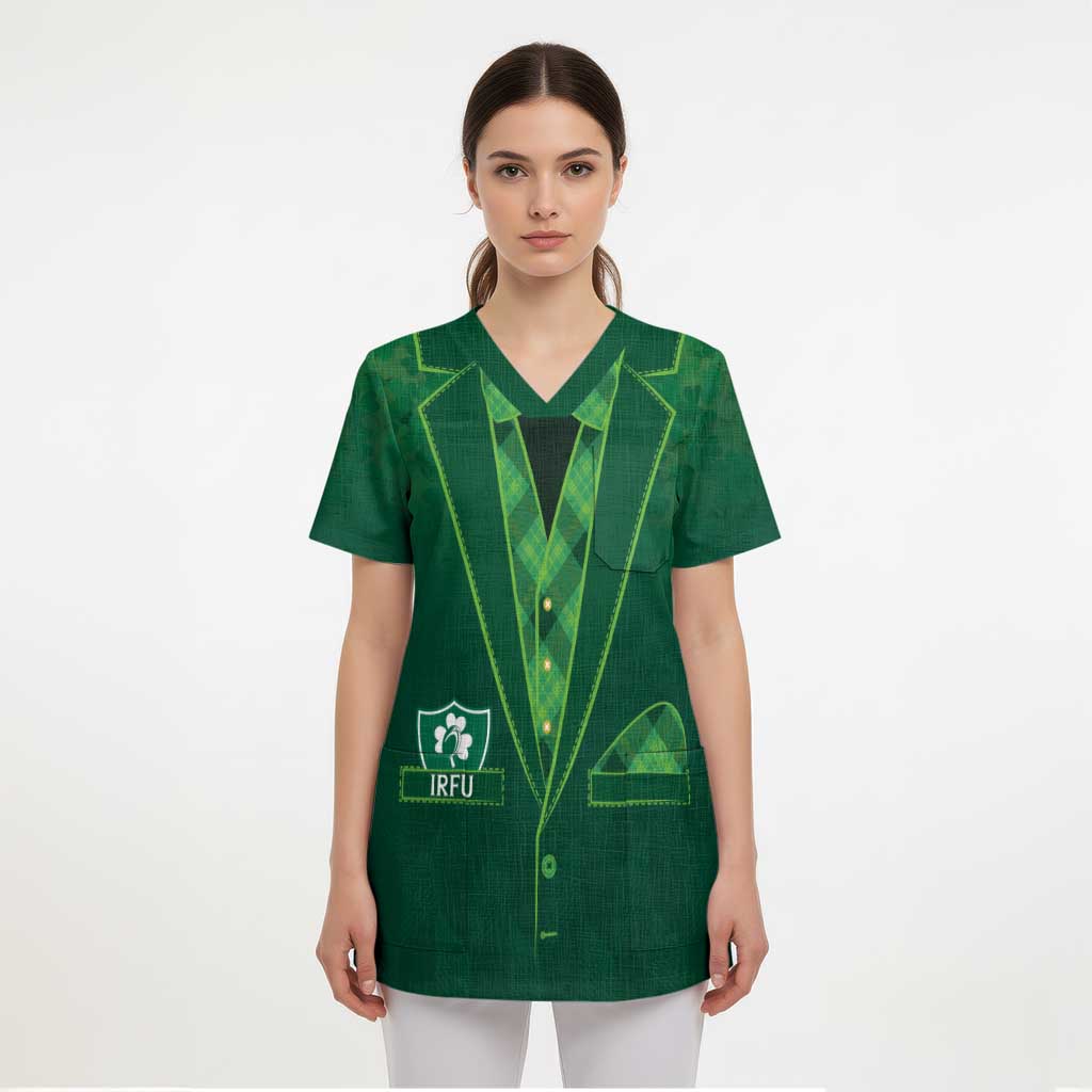 Custom Ireland Rugby Traditional Suit Costume Scrub Top Shamrock Sporty Style - Wonder Print Shop