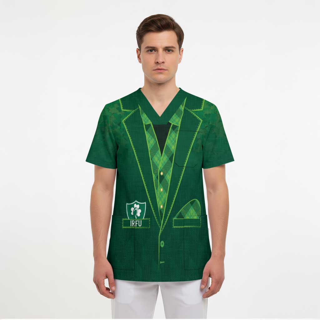Custom Ireland Rugby Traditional Suit Costume Scrub Top Shamrock Sporty Style - Wonder Print Shop