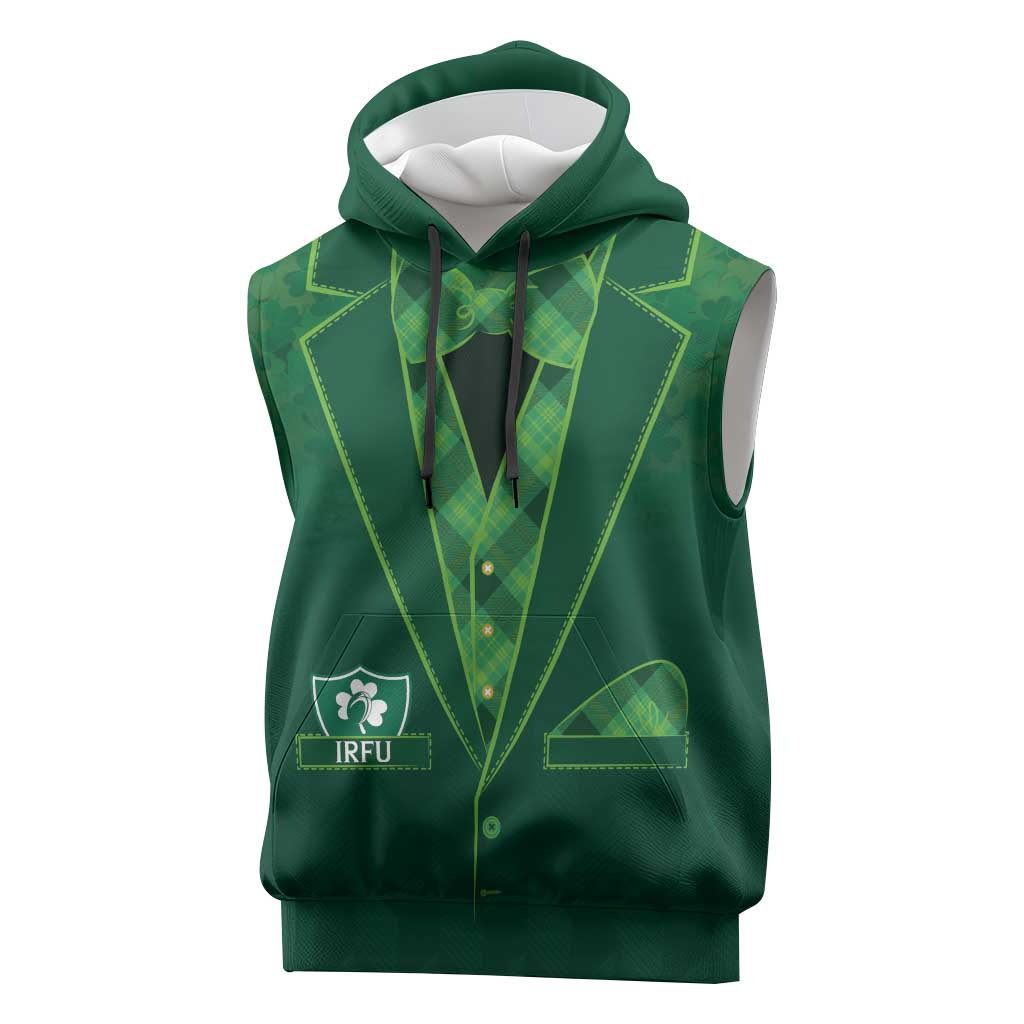 Custom Ireland Rugby Traditional Suit Costume Sleeveless Hoodie Shamrock Sporty Style - Wonder Print Shop