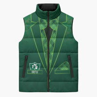 Custom Ireland Rugby Traditional Suit Costume Sleeveless Puffer Jacket Shamrock Sporty Style - Wonder Print Shop