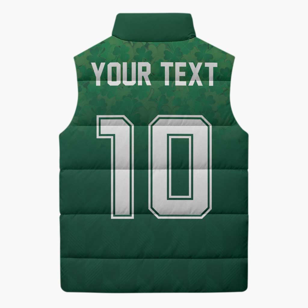 Custom Ireland Rugby Traditional Suit Costume Sleeveless Puffer Jacket Shamrock Sporty Style - Wonder Print Shop