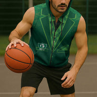 Custom Ireland Rugby Traditional Suit Costume Sleeveless Zip Hoodie Shamrock Sporty Style - Wonder Print Shop