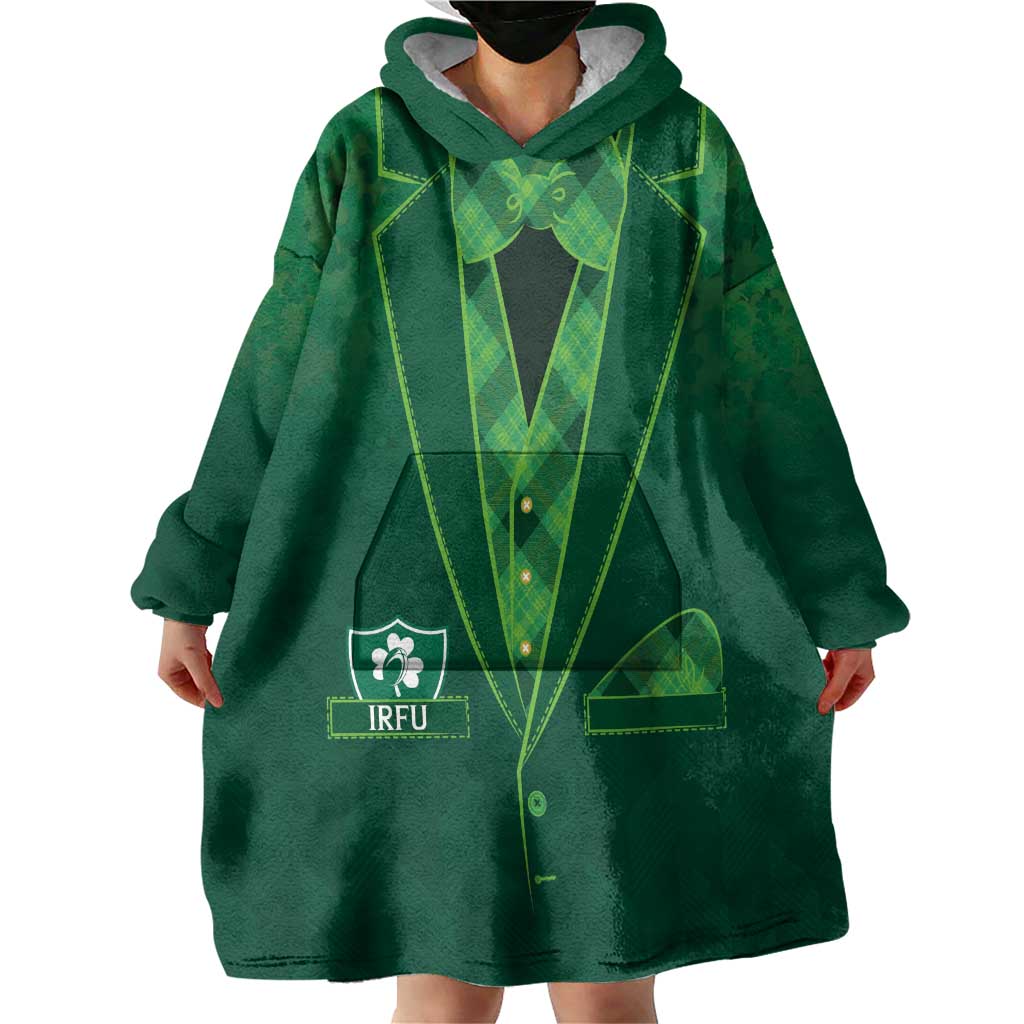 Custom Ireland Rugby Traditional Suit Costume Wearable Blanket Hoodie Shamrock Sporty Style - Wonder Print Shop