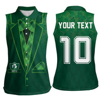 Custom Ireland Rugby Traditional Suit Costume Women Sleeveless Polo Shirt Shamrock Sporty Style - Wonder Print Shop