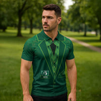 Custom Ireland Rugby Traditional Suit Costume Zipper Polo Shirt Shamrock Sporty Style - Wonder Print Shop