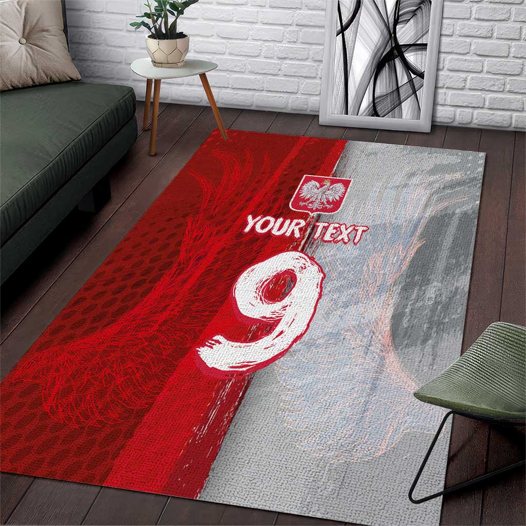 Custom Polish Football Area Rug Eagle Wings Grunge Sporty Half Style - Wonder Print Shop