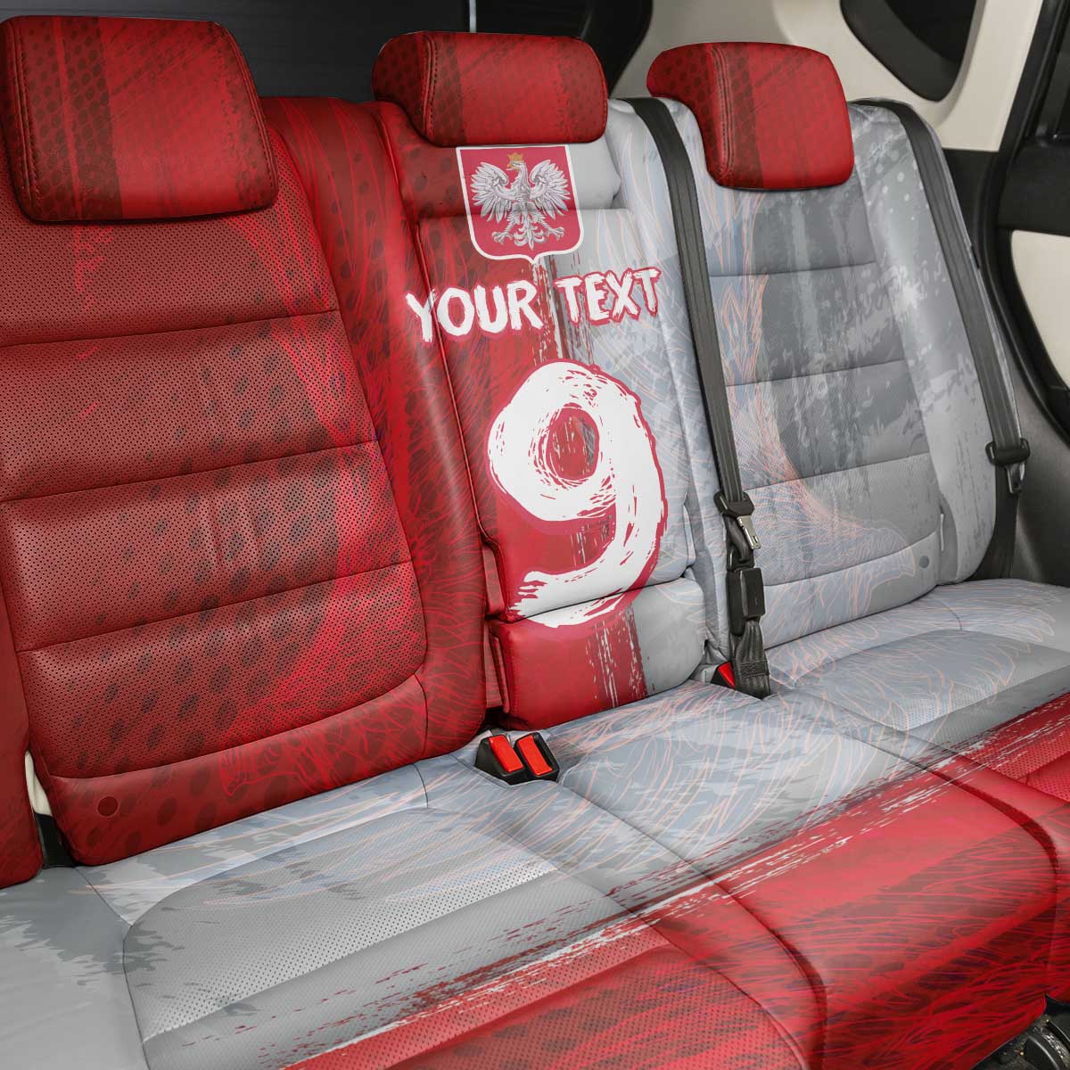 Custom Polish Football Back Car Seat Cover Eagle Wings Grunge Sporty Half Style - Wonder Print Shop