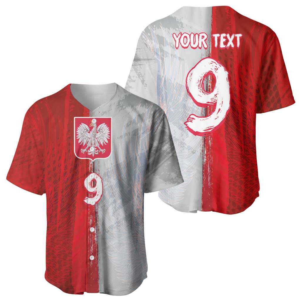 Custom Polish Football Baseball Jersey Eagle Wings Grunge Sporty Half Style - Wonder Print Shop