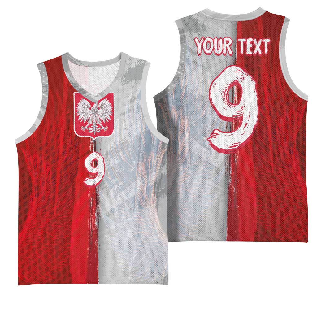 Custom Polish Football Basketball Jersey Eagle Wings Grunge Sporty Half Style - Wonder Print Shop