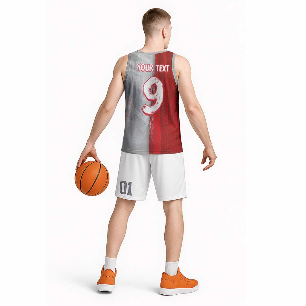 Custom Polish Football Basketball Jersey Eagle Wings Grunge Sporty Half Style - Wonder Print Shop