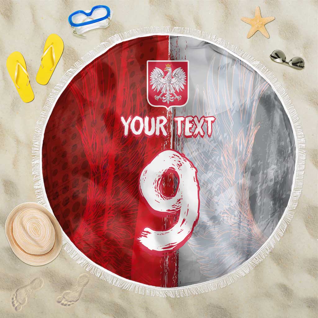Custom Polish Football Beach Blanket Eagle Wings Grunge Sporty Half Style - Wonder Print Shop