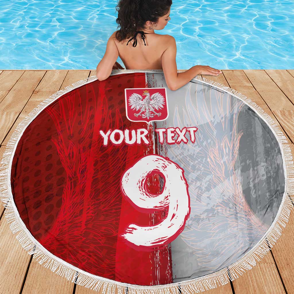 Custom Polish Football Beach Blanket Eagle Wings Grunge Sporty Half Style - Wonder Print Shop