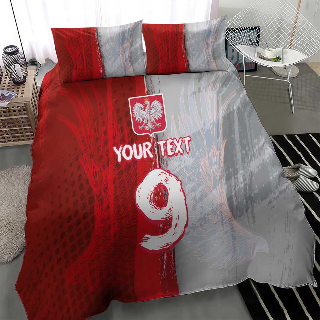 Custom Polish Football Bedding Set Eagle Wings Grunge Sporty Half Style - Wonder Print Shop