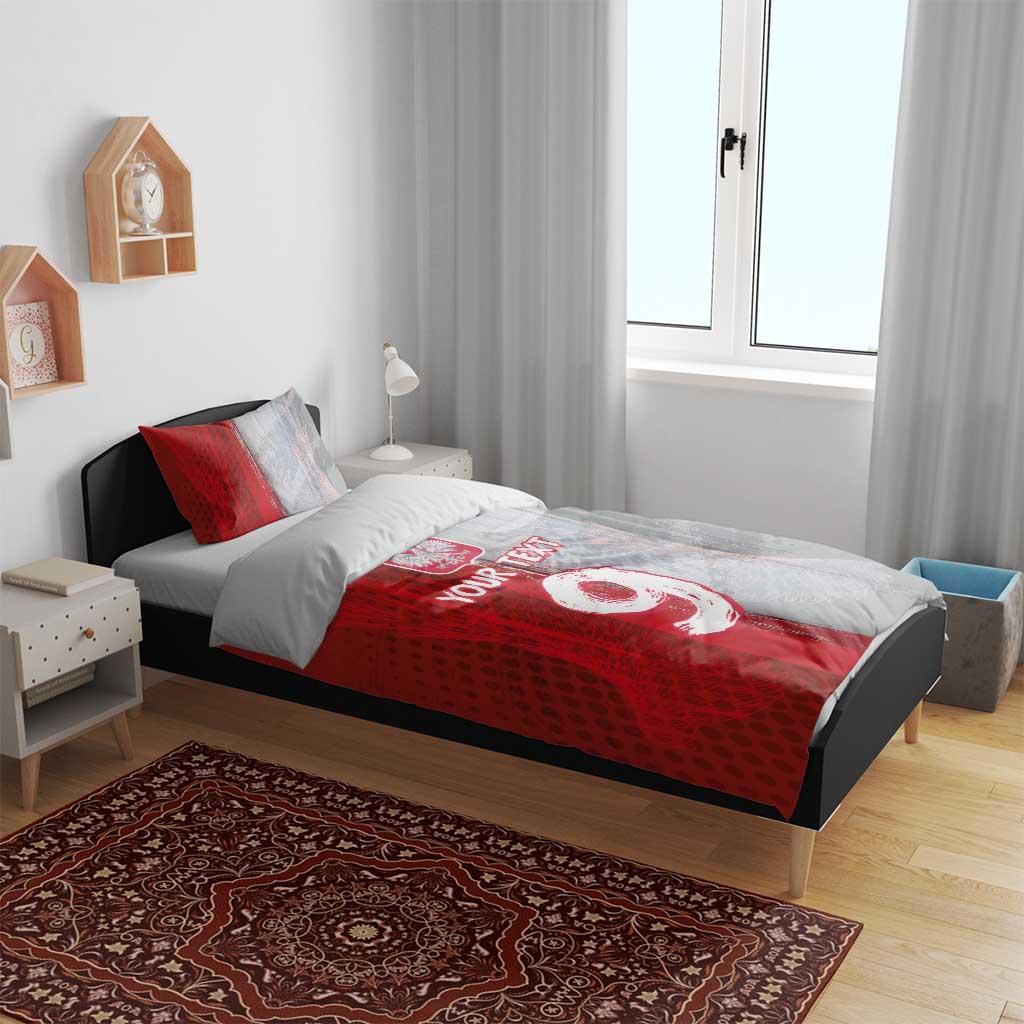 Custom Polish Football Bedding Set Eagle Wings Grunge Sporty Half Style - Wonder Print Shop