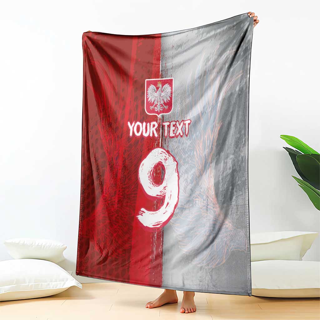 Custom Polish Football Blanket Eagle Wings Grunge Sporty Half Style - Wonder Print Shop