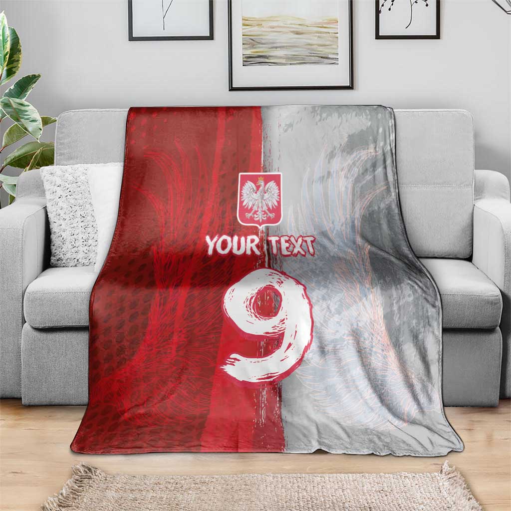 Custom Polish Football Blanket Eagle Wings Grunge Sporty Half Style - Wonder Print Shop