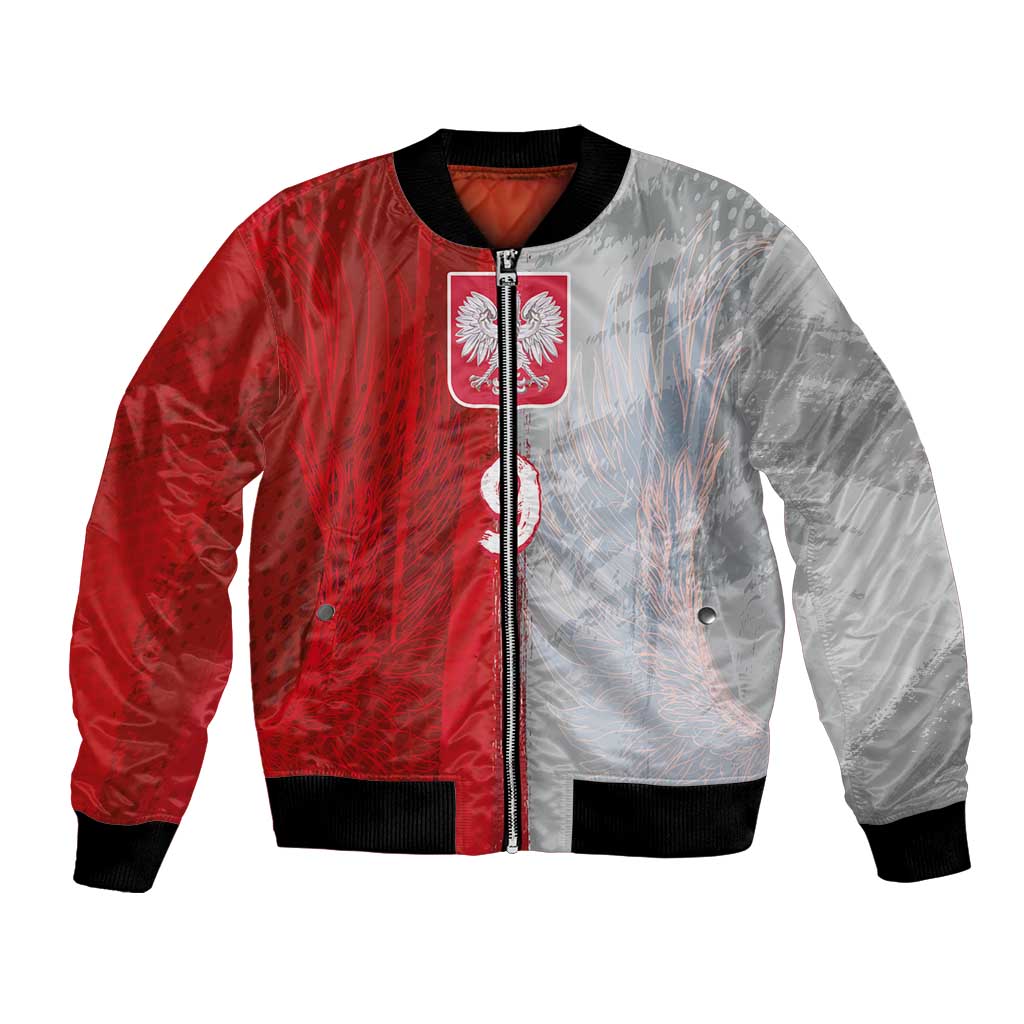 Custom Polish Football Bomber Jacket Eagle Wings Grunge Sporty Half Style - Wonder Print Shop