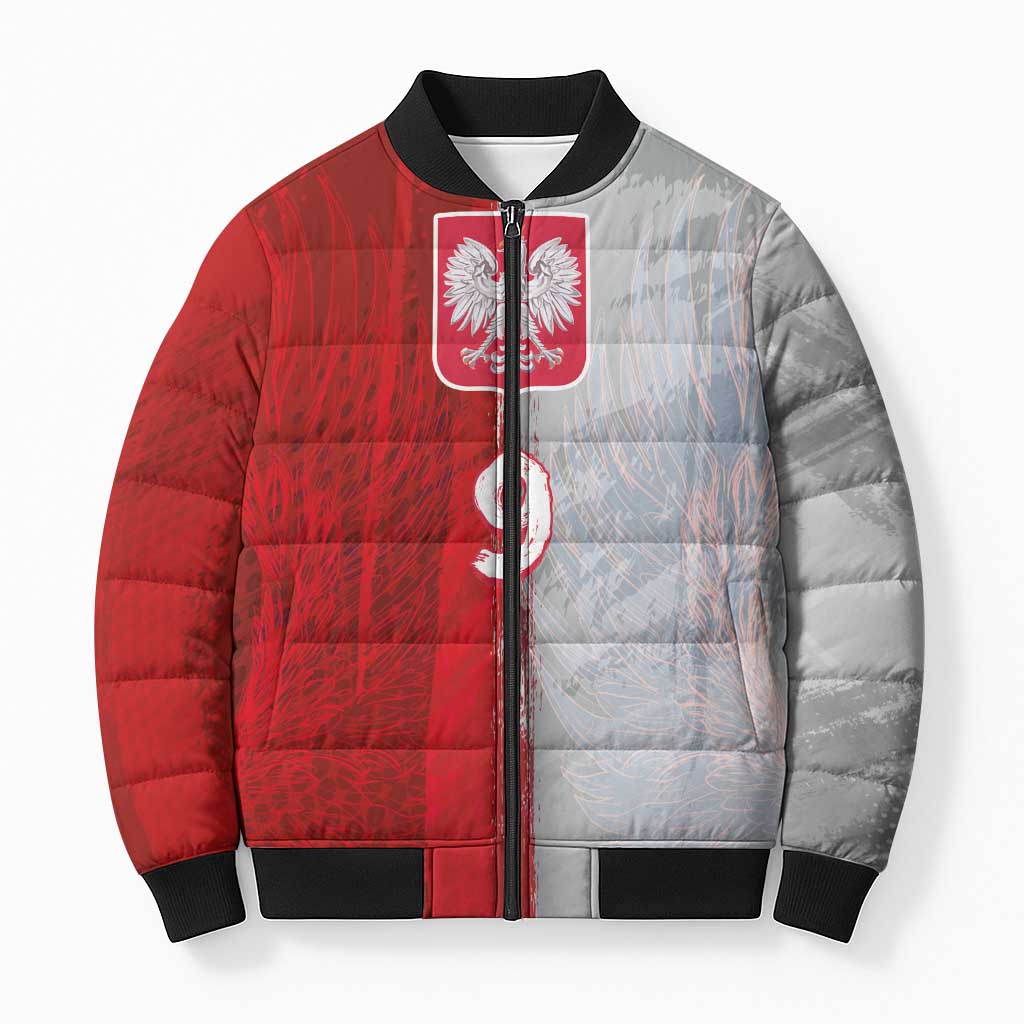 Custom Polish Football Bomber Puffer Jacket Eagle Wings Grunge Sporty Half Style - Wonder Print Shop