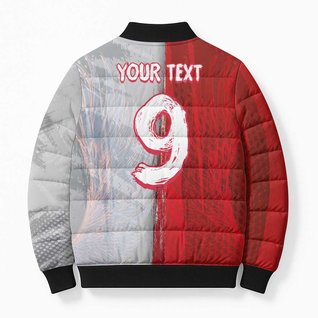 Custom Polish Football Bomber Puffer Jacket Eagle Wings Grunge Sporty Half Style - Wonder Print Shop