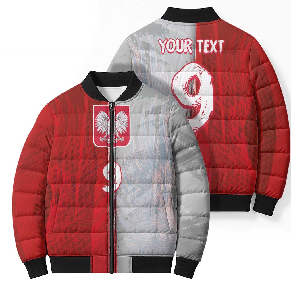 Custom Polish Football Bomber Puffer Jacket Eagle Wings Grunge Sporty Half Style - Wonder Print Shop