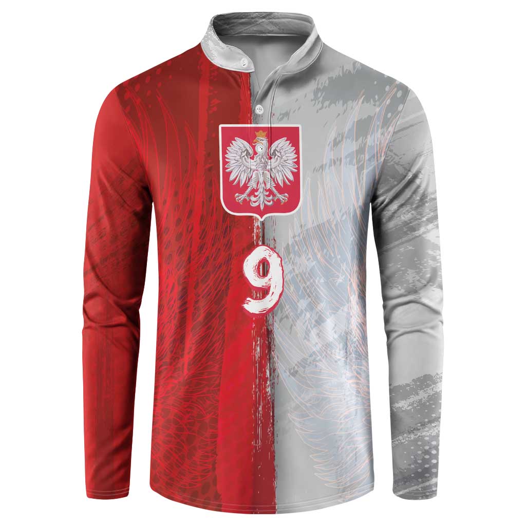 Custom Polish Football Button Sweatshirt Eagle Wings Grunge Sporty Half Style - Wonder Print Shop