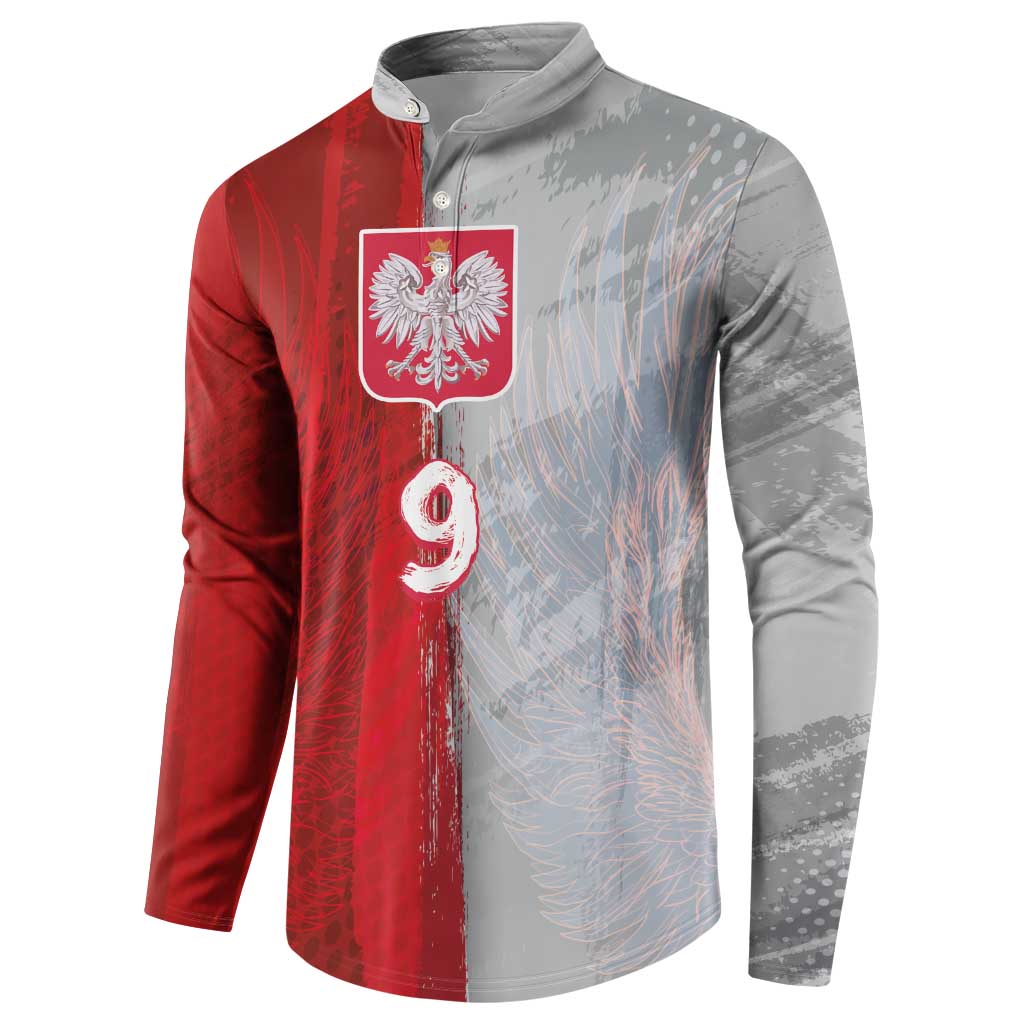 Custom Polish Football Button Sweatshirt Eagle Wings Grunge Sporty Half Style - Wonder Print Shop