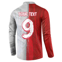 Custom Polish Football Button Sweatshirt Eagle Wings Grunge Sporty Half Style - Wonder Print Shop