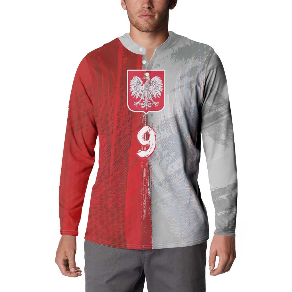 Custom Polish Football Button Sweatshirt Eagle Wings Grunge Sporty Half Style - Wonder Print Shop