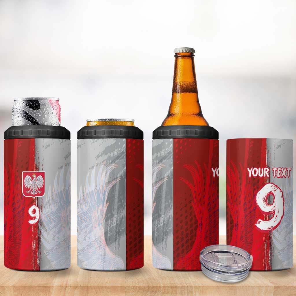 Custom Polish Football 4 in 1 Can Cooler Tumbler Eagle Wings Grunge Sporty Half Style - Wonder Print Shop
