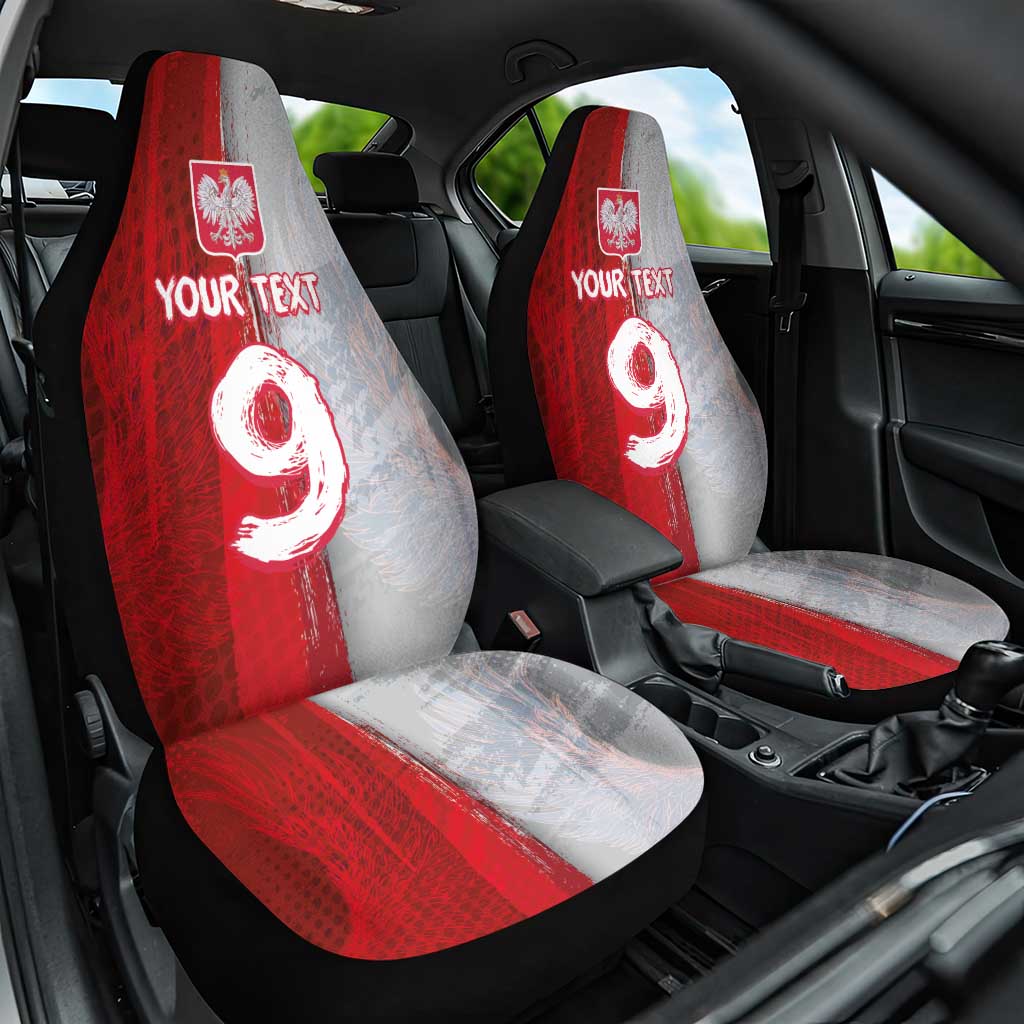 Custom Polish Football Car Seat Cover Eagle Wings Grunge Sporty Half Style - Wonder Print Shop