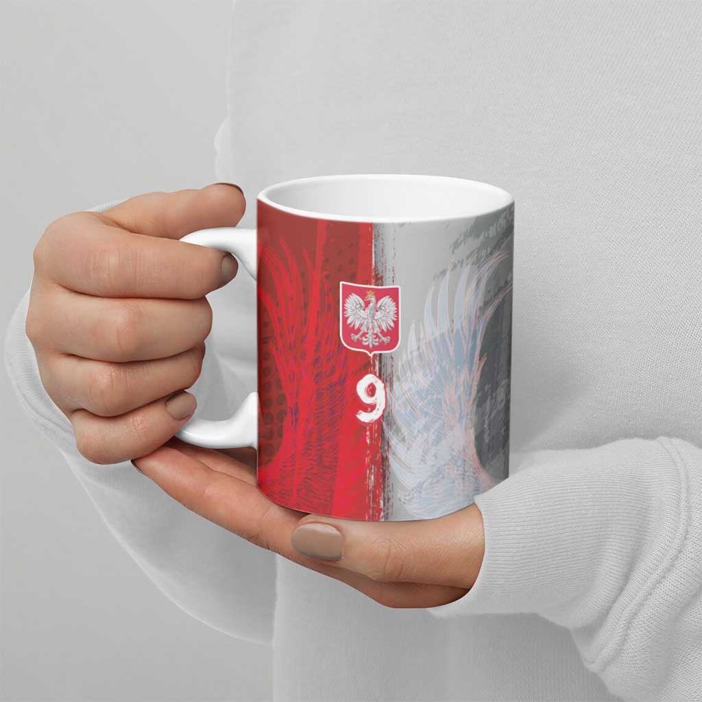Custom Polish Football Ceramic Mug Eagle Wings Grunge Sporty Half Style - Wonder Print Shop