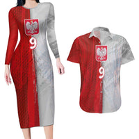 Custom Polish Football Couples Matching Long Sleeve Bodycon Dress and Hawaiian Shirt Eagle Wings Grunge Sporty Half Style - Wonder Print Shop