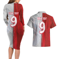 Custom Polish Football Couples Matching Long Sleeve Bodycon Dress and Hawaiian Shirt Eagle Wings Grunge Sporty Half Style - Wonder Print Shop