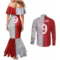 Custom Polish Football Couples Matching Mermaid Dress and Long Sleeve Button Shirt Eagle Wings Grunge Sporty Half Style - Wonder Print Shop