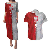 Custom Polish Football Couples Matching Puletasi and Hawaiian Shirt Eagle Wings Grunge Sporty Half Style - Wonder Print Shop
