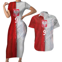 Custom Polish Football Couples Matching Short Sleeve Bodycon Dress and Hawaiian Shirt Eagle Wings Grunge Sporty Half Style - Wonder Print Shop