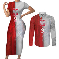 Custom Polish Football Couples Matching Short Sleeve Bodycon Dress and Long Sleeve Button Shirt Eagle Wings Grunge Sporty Half Style - Wonder Print Shop