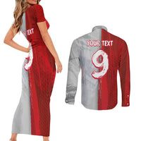 Custom Polish Football Couples Matching Short Sleeve Bodycon Dress and Long Sleeve Button Shirt Eagle Wings Grunge Sporty Half Style - Wonder Print Shop